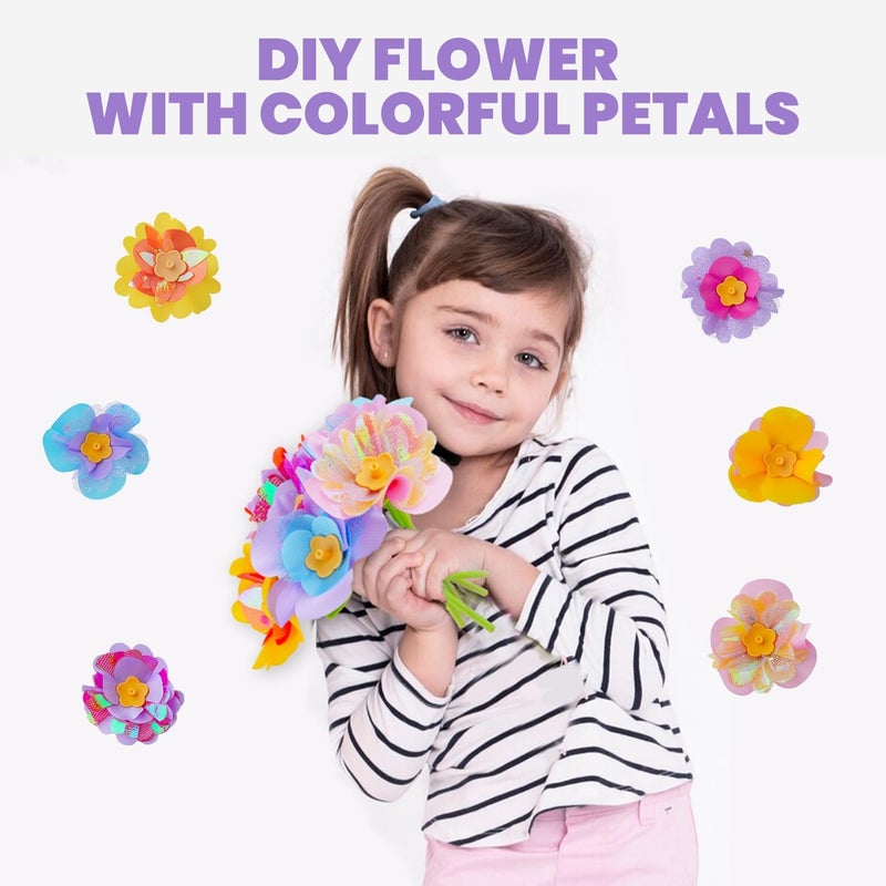 windpaint DIY Fabric Flower Bouquets Toys Accessories, DIY Craft Kits Flowers Accessories for Toddler Kids,Birthdays Gifts (Colorful) - Image 4